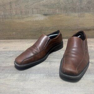 Ecco Helsinki Bike Toe Brown Leather Slip On Loafers Men's Size EU 47
